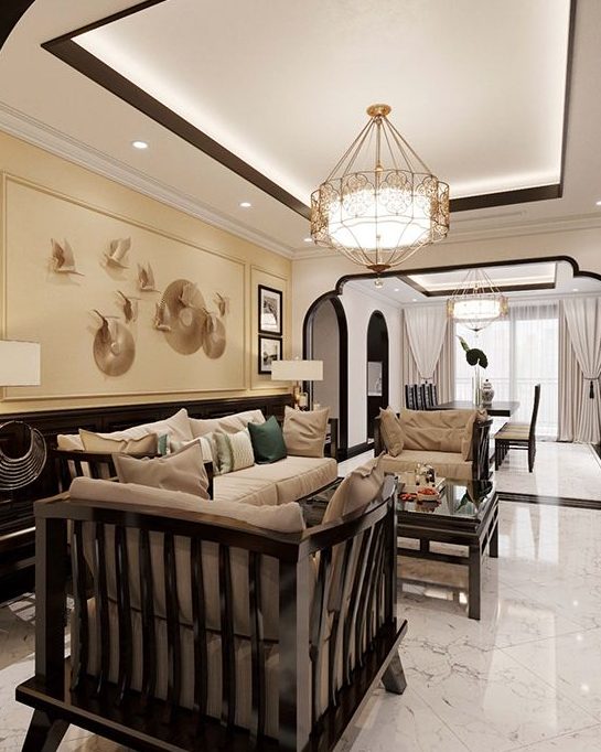 Mẫu đèn chùm phong cách Indochine