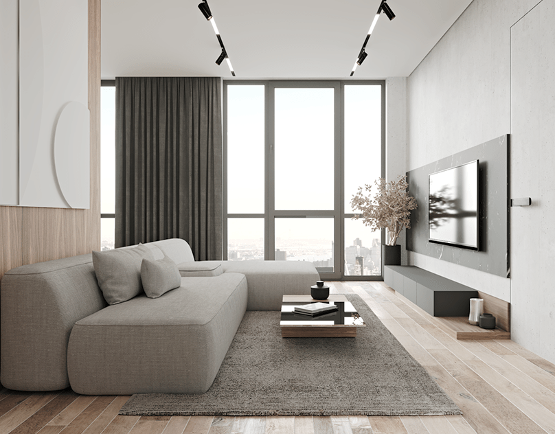 Mẫu thiết kế phòng khách chung cư nhỏ phong cách tối giản