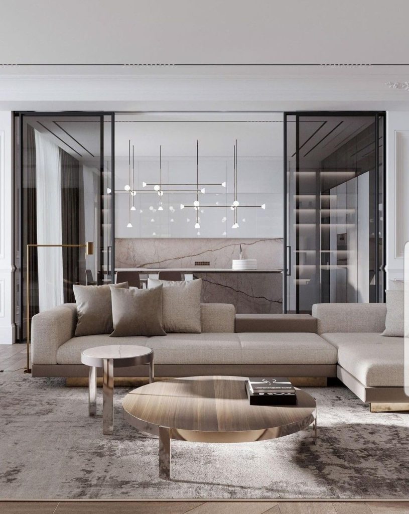 Sử dụng vách kính cho phòng khách chung cư nhỏ