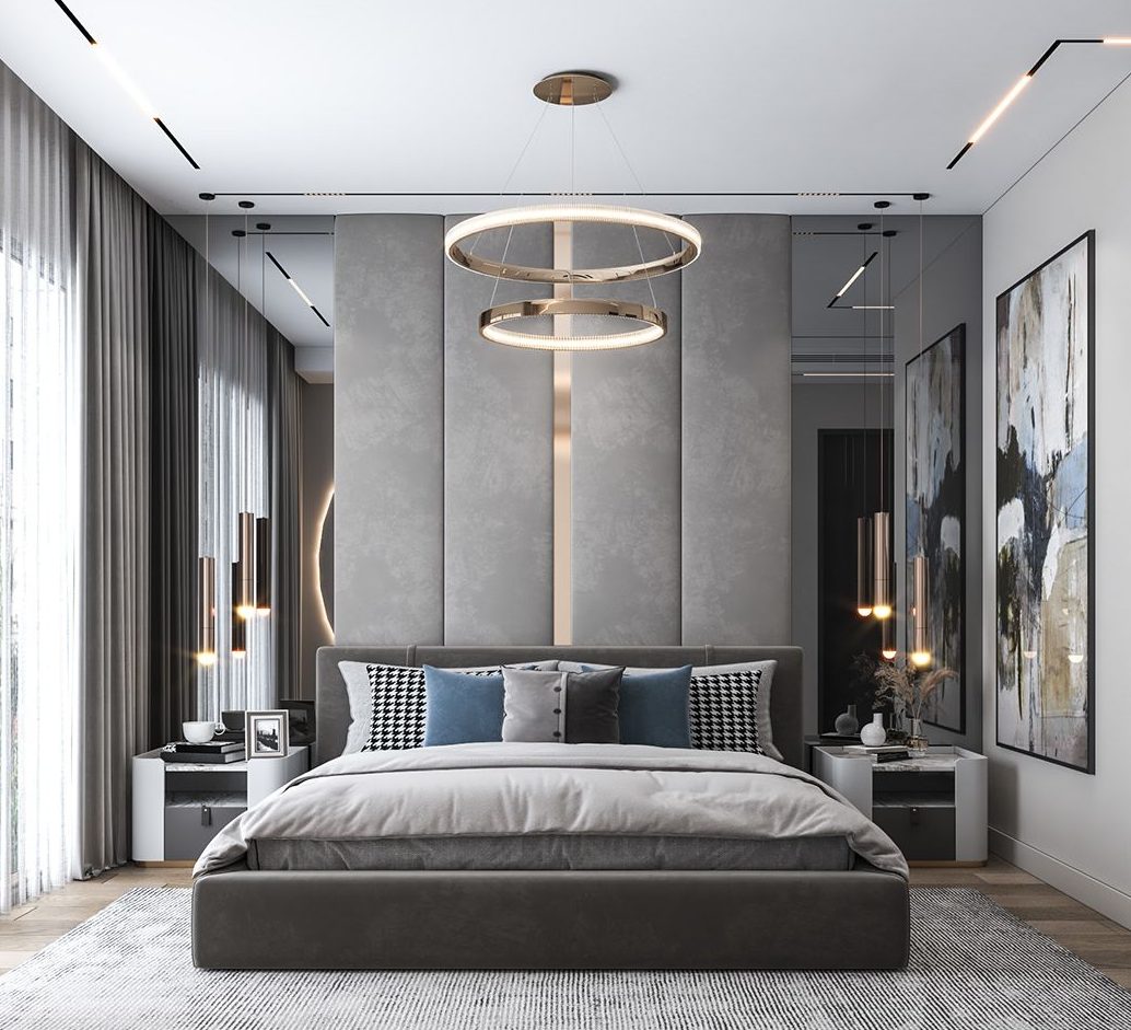 Cách phối màu cho phòng ngủ màu xám