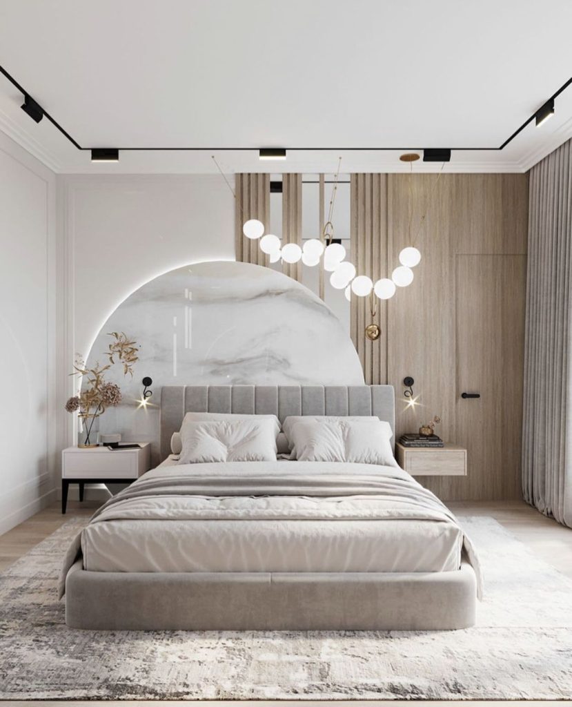 Màu phòng ngủ màu xám trắng tinh tế