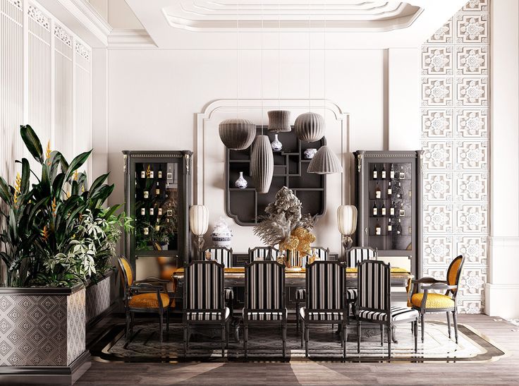 Mẫu bàn ăn Indochine màu cam nhiệt đới