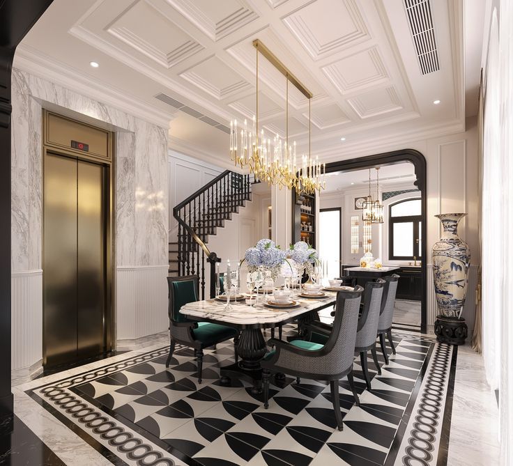 Họa tiết đang chạm trổ tỉ mỉ trên khắp chân bàn ăn