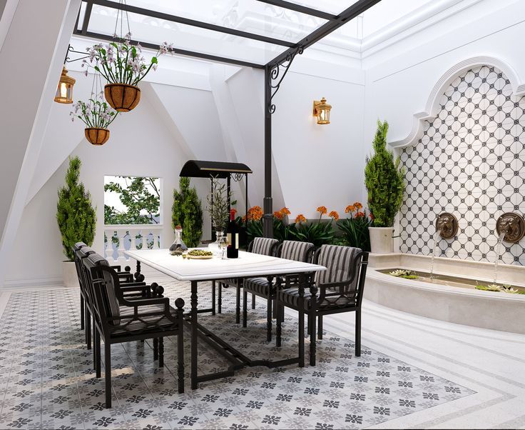 Mẫu bàn ăn indochine ngoài trời