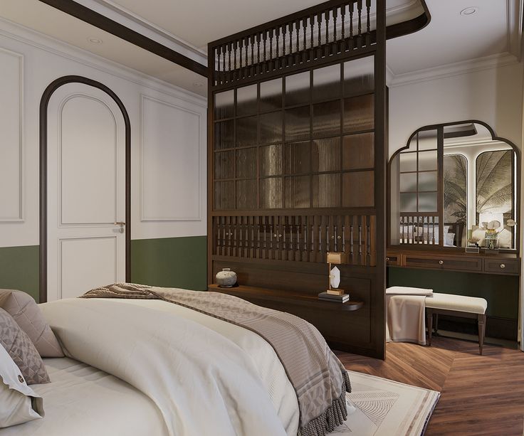 Mẫu bàn trang điểm Indochine với gương lớn