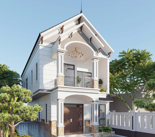 Mẫu nhà 2 tầng mái thái đơn giản có mức giá dễ chịu cho nhiều gia đình