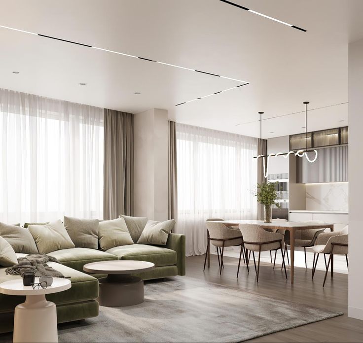 Mẫu căn hộ cao cấp có phòng khách liền bếp