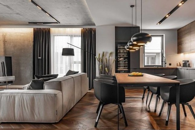 Mẫu bếp với bộ bàn ghế cách tân hiện đại