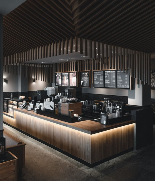 Thiết kế quầy bar cafe chữ L