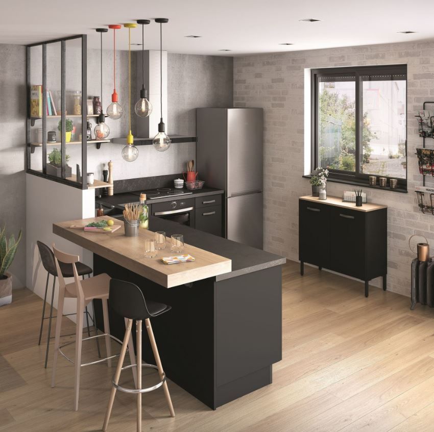 Mẫu quầy bar ngăn bếp và phòng khách