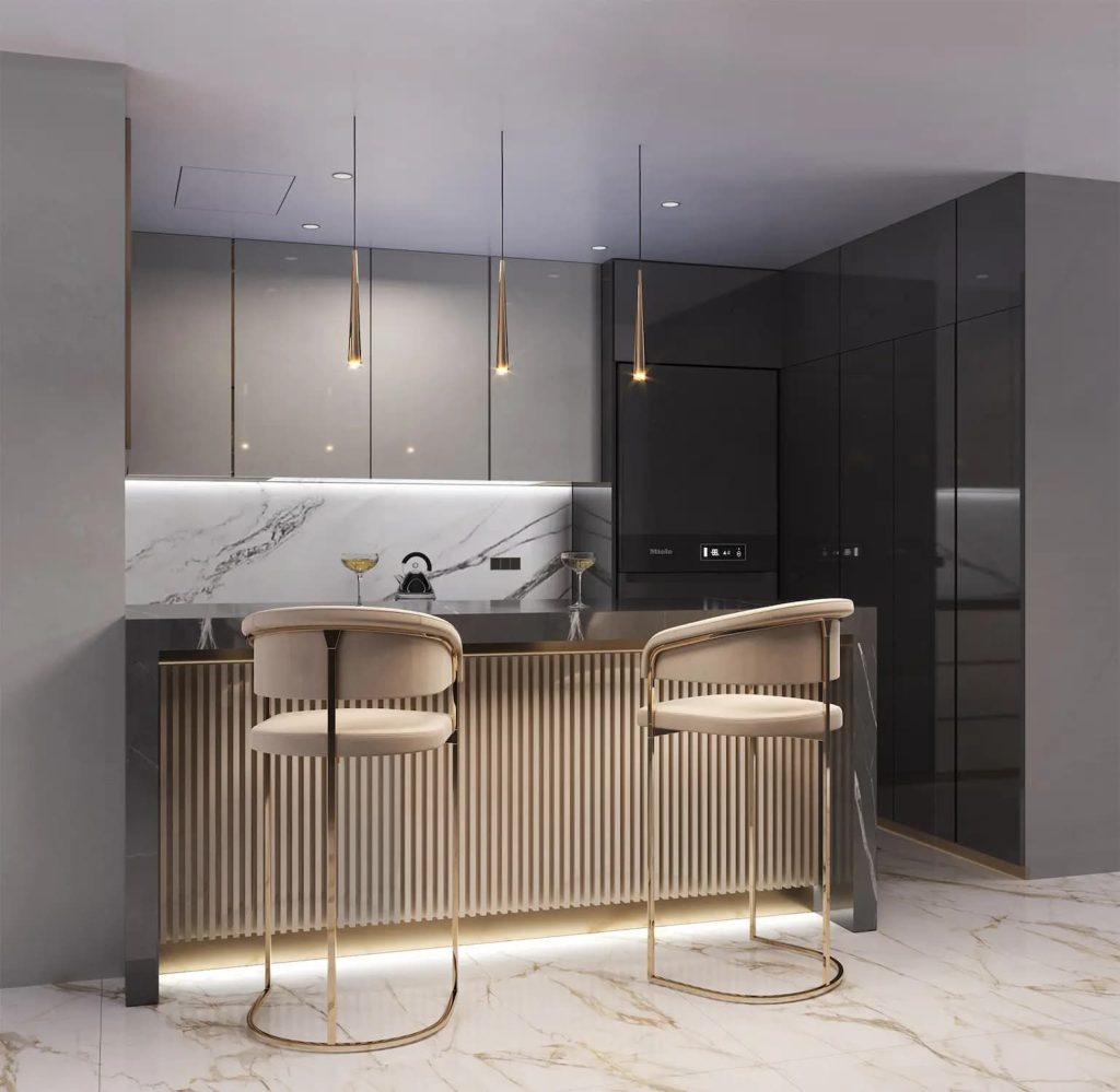 Mẫu quầy bar chung cư phong cách sang trọng