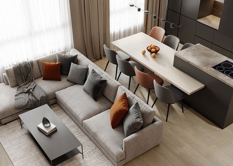 Mẫu quầy bar ngăn phòng khách và bếp nhà ống