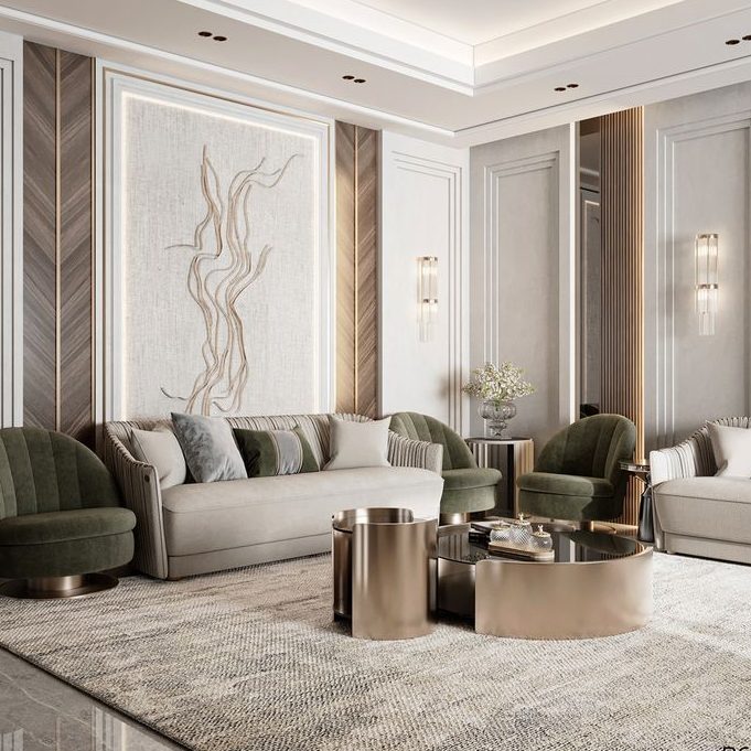 Thảm trải sàn cho phòng khách tân cổ điển
