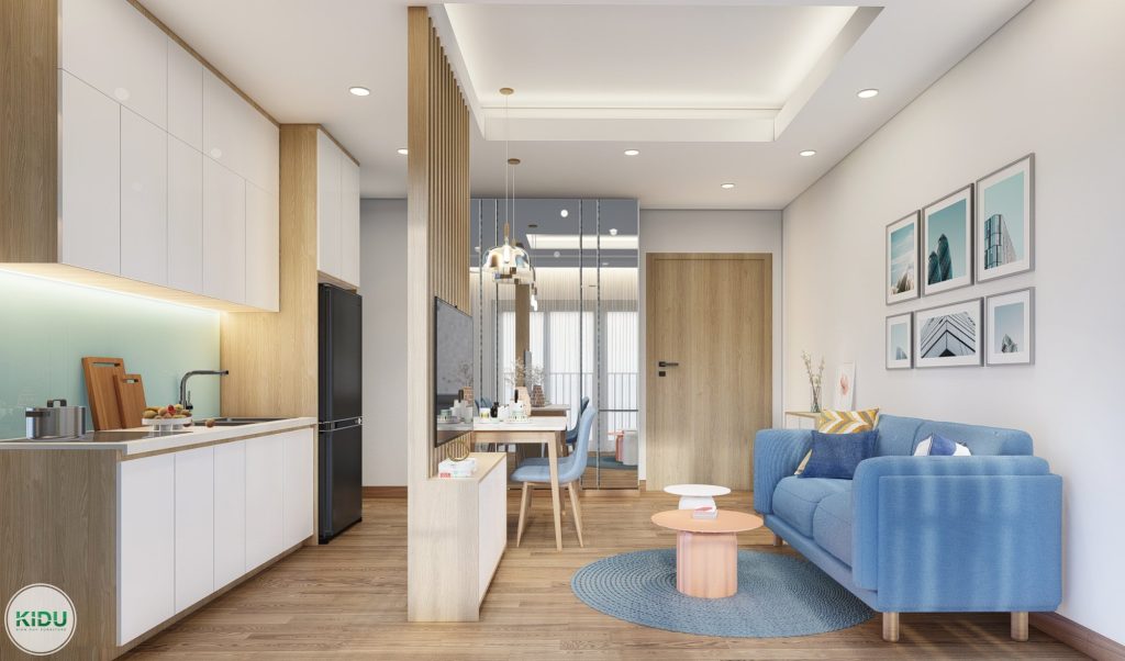 Mẫu thiết kế nội thất căn hộ chung cư 46,8m2 - KIDU