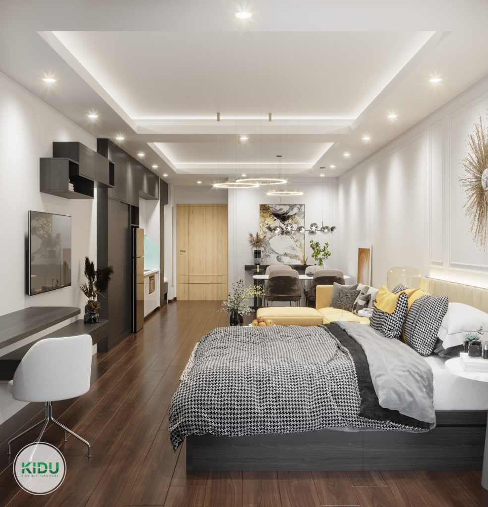 Mẫu thiết kế nội thất căn hộ chung cư mini 46,19m2 - Nội thất KIDU