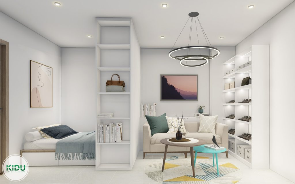 Thiết kế nội thất căn hộ chung cư nhỏ 42,7m2 - KIDU