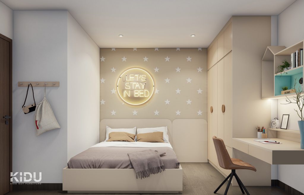 Thiết kế nội thất căn hộ chung cư 52.7m2 - KIDU