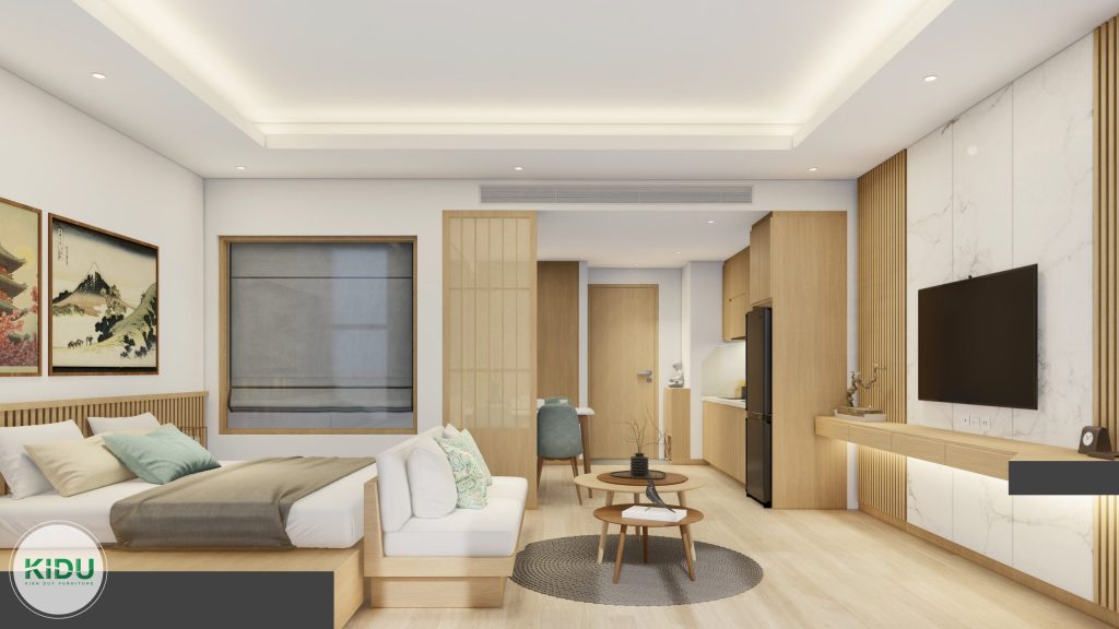 Thiết kế nội thất căn hộ chung cư 45,4m2 - KIDU