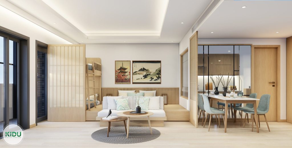 Thiết kế nội thất căn hộ chung cư 45,4m2 - KIDU