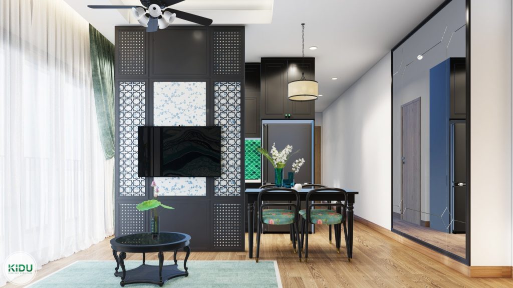 Thiết kế nội thất chung cư phong cách Indochine 71.07m2 - KIDU