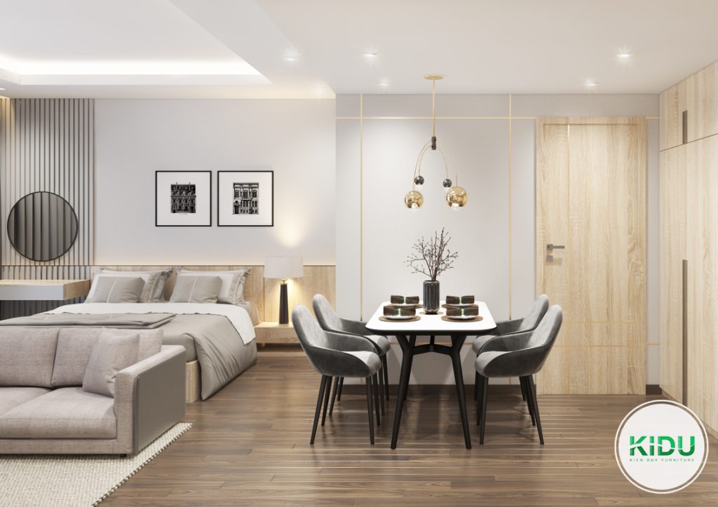 Thiết kế nội thất căn hộ chung cư 45,4m2 - KIDU