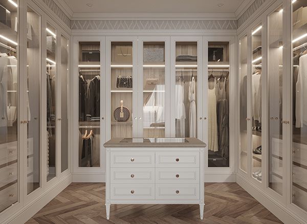 Mẫu tủ quần áo tân cổ điển màu trắng thanh lịch