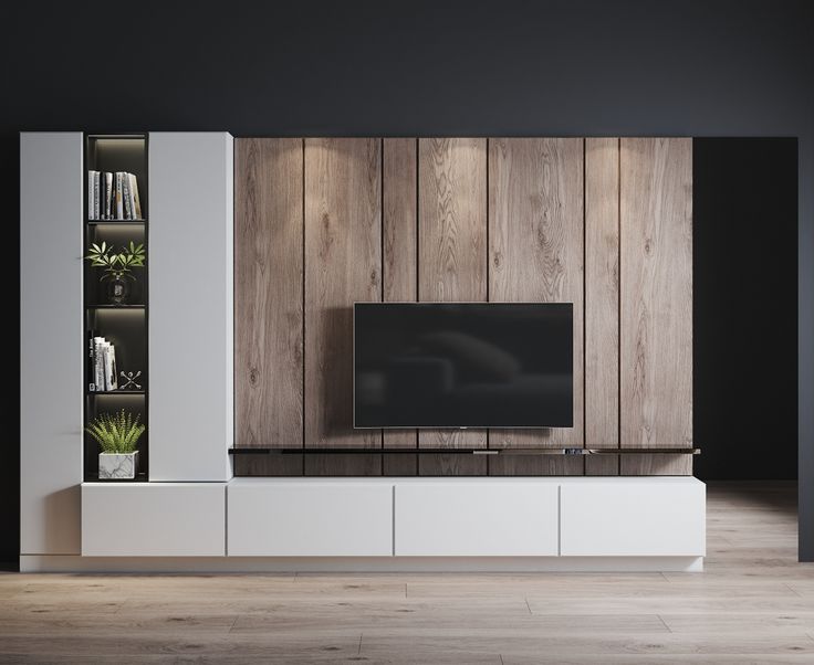 Mẫu vách tivi gỗ công nghiệp cho căn hộ chung cư