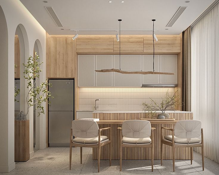 Bố trí ánh sáng hài hòa giúp căn bếp tràn trề sức sống hơn