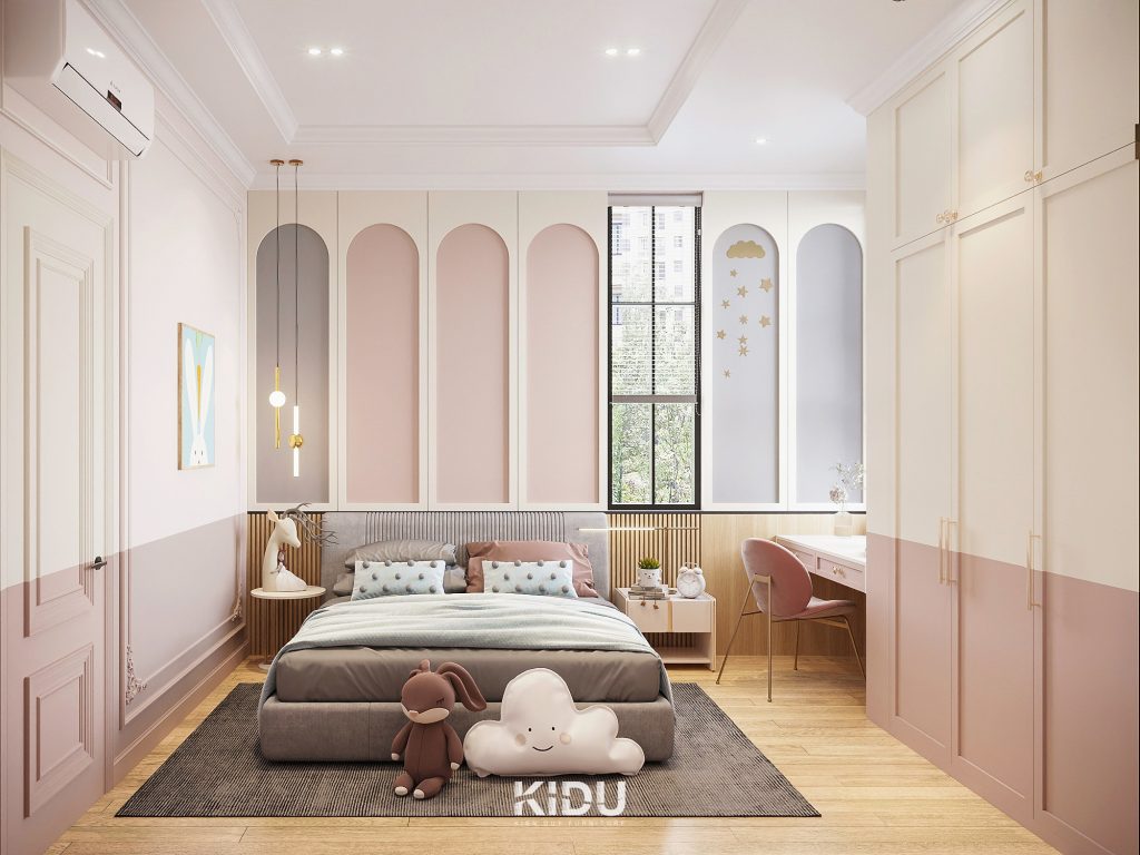 Thiết kế phòng ngủ cho bé gái với tông màu hồng siêu xinh